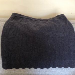 Loft grey scalloped wool blend skirt
